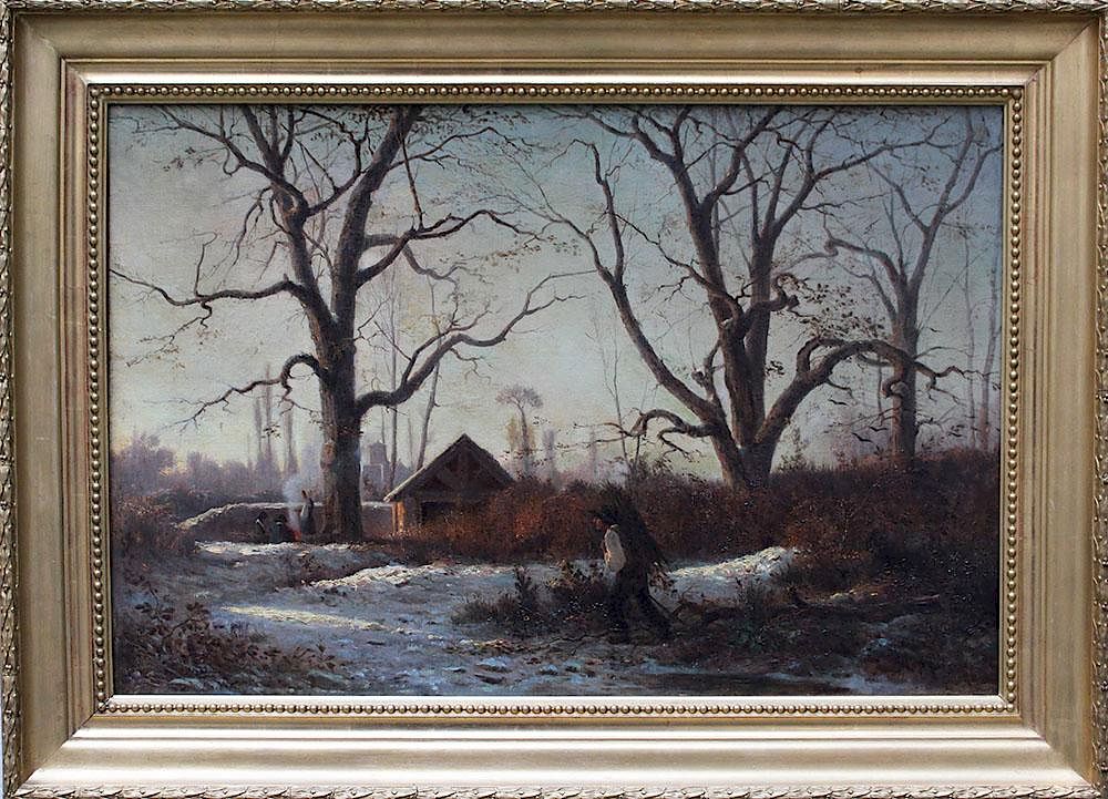 Appraisal: Adolphe Appian - Adolphe Appian - Romantic winter landscape with