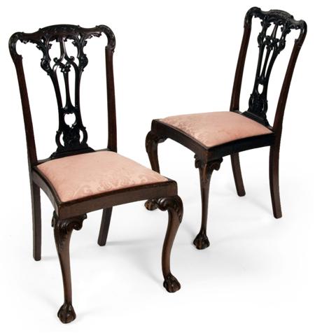 Appraisal: A pair of mahogany Chippendale style side chairs each with