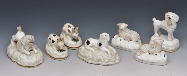 Appraisal: A GROUP OF SEVEN MINIATURE STAFFORDSHIRE ANIMALS to including a