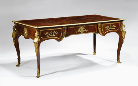 Appraisal: Louis XV style gilt bronze mounted rosewood and parquetry bureau