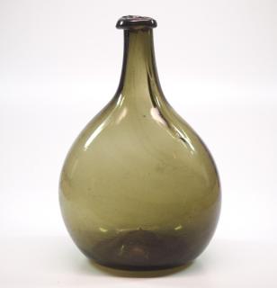 Appraisal: Free A late th-early th century free-blown glass chestnut flask