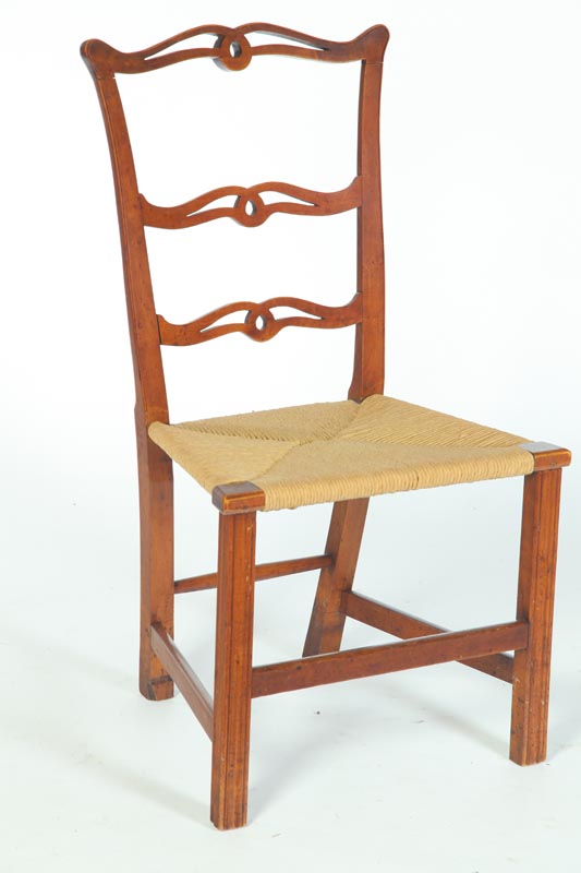 Appraisal: COUNTRY CHIPPENDALE RIBBON-BACK SIDE CHAIR American early th century cherry