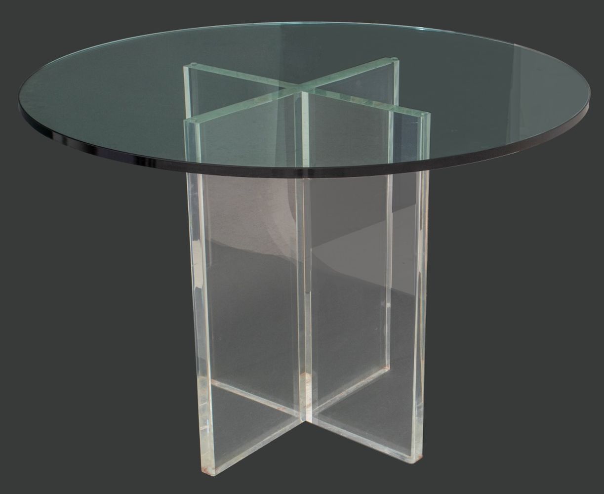 Appraisal: POST MODERN ACRYLIC AND GLASS ROUND DINING TABLE Post Modern