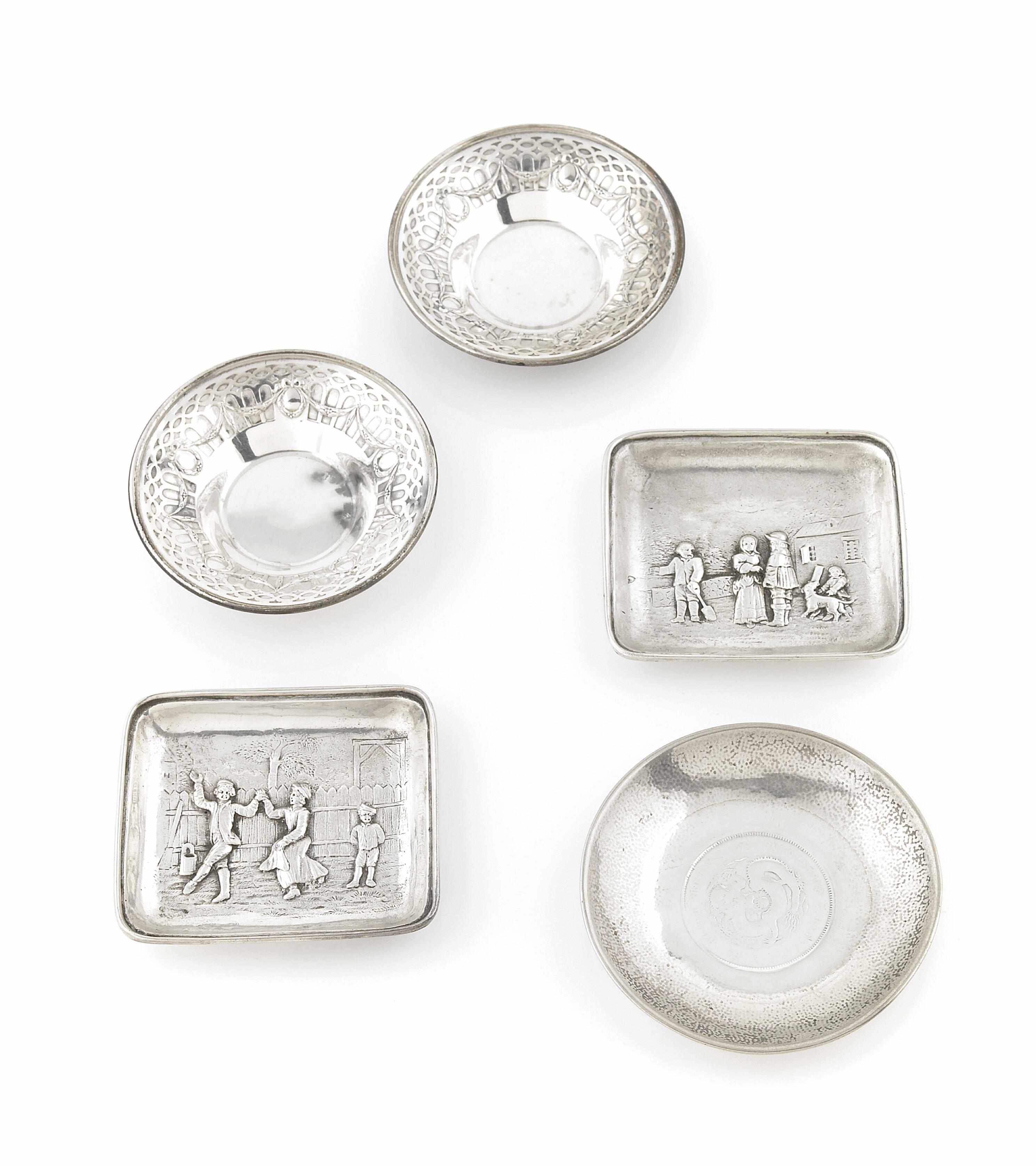 Appraisal: A group of silver small dishes Late th - th