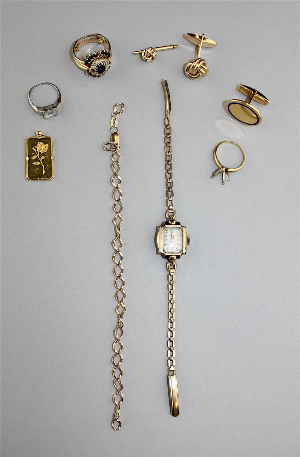 Appraisal: GOLD COLLECTION K CREDIT SUISSE PENDANT CARTIER K CUFFLINK K