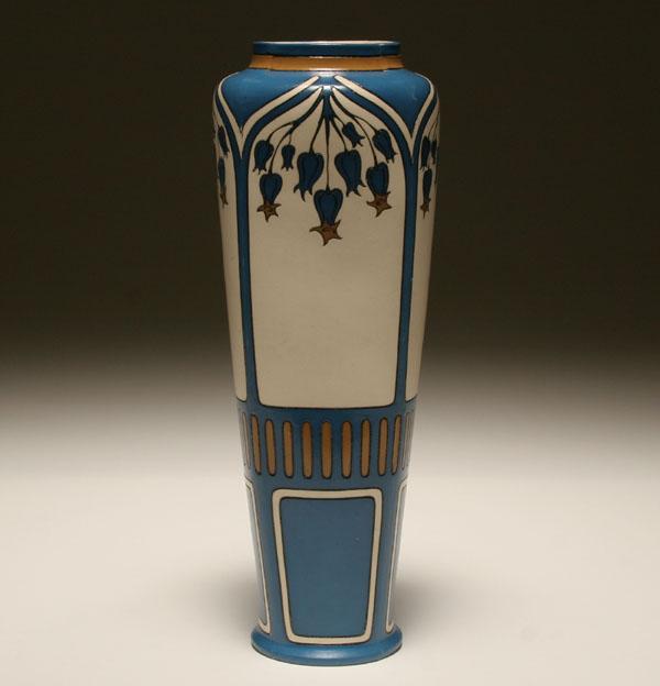 Appraisal: Mettlach stoneware vase with Art Nouveau bluebells motif Impressed marks