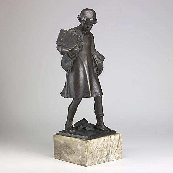 Appraisal: VICTOR SEIFERT German b Bronze statue of a girl carrying