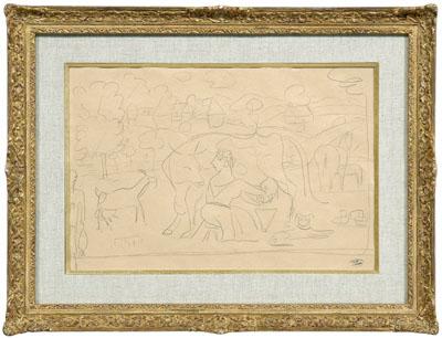 Appraisal: Andre Derain drawing French - milkmaid in a pasture estate