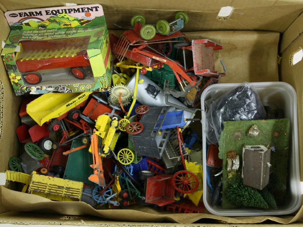 Appraisal: Box of painted toy farming accessories