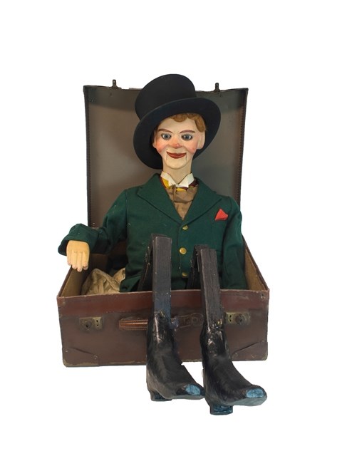 Appraisal: A polychrome painted and wood ventriloquist's dummy early th century