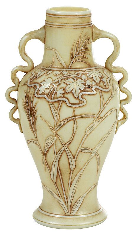 Appraisal: Thomas Webb Sons Ivory Cameo Glass Vase English late th