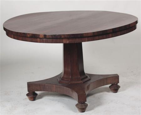 Appraisal: A th century rosewood tilt-top centre table the circular top