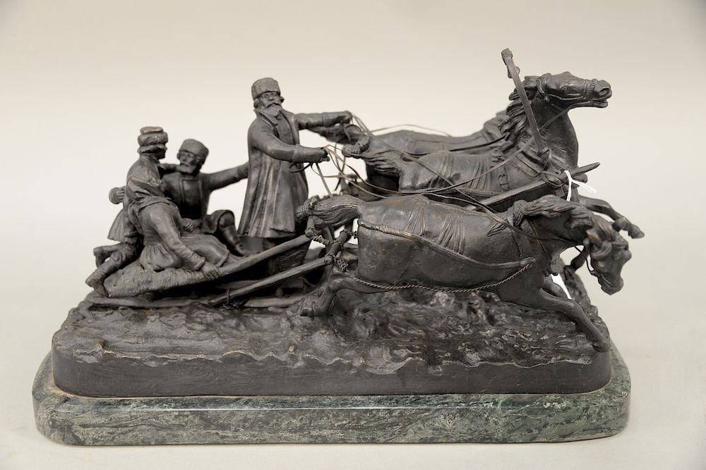 Appraisal: After Vasily Grachev Russian bronze Speeding Troika base marked E