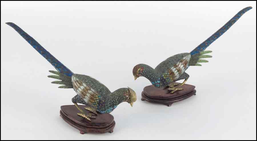 Appraisal: PAIR OF CHINESE CLOISSONE BIRDS L '' Condition No Specific