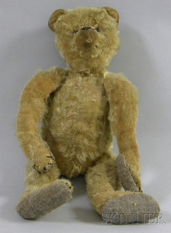 Appraisal: Articulated Champagne Mohair Teddy Bear with canvas-padded paws fur loss