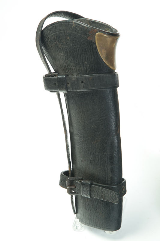 Appraisal: INDIAN WARS-ERA CARBINE BOOT Leather and brass ''l