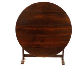 Appraisal: Stained Oak Wine Tasting Tilt Top Table Continental likely French