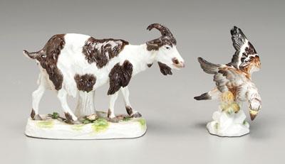 Appraisal: Porcelain figures goat eagle Meissen eagle blue crossed swords mark