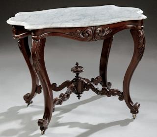 Appraisal: American Rococo Revival Carved Mahogany Turtle Mar American Rococo Revival