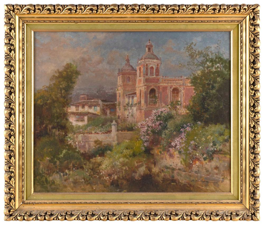 Appraisal: CONTINENTAL SCHOOL EARLY TH CENTURY VIEW OF A MONASTERY OIL