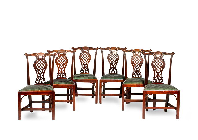 Appraisal: A SET OF SIX LATE TH CENTURY MAHOGANY DINING CHAIRS