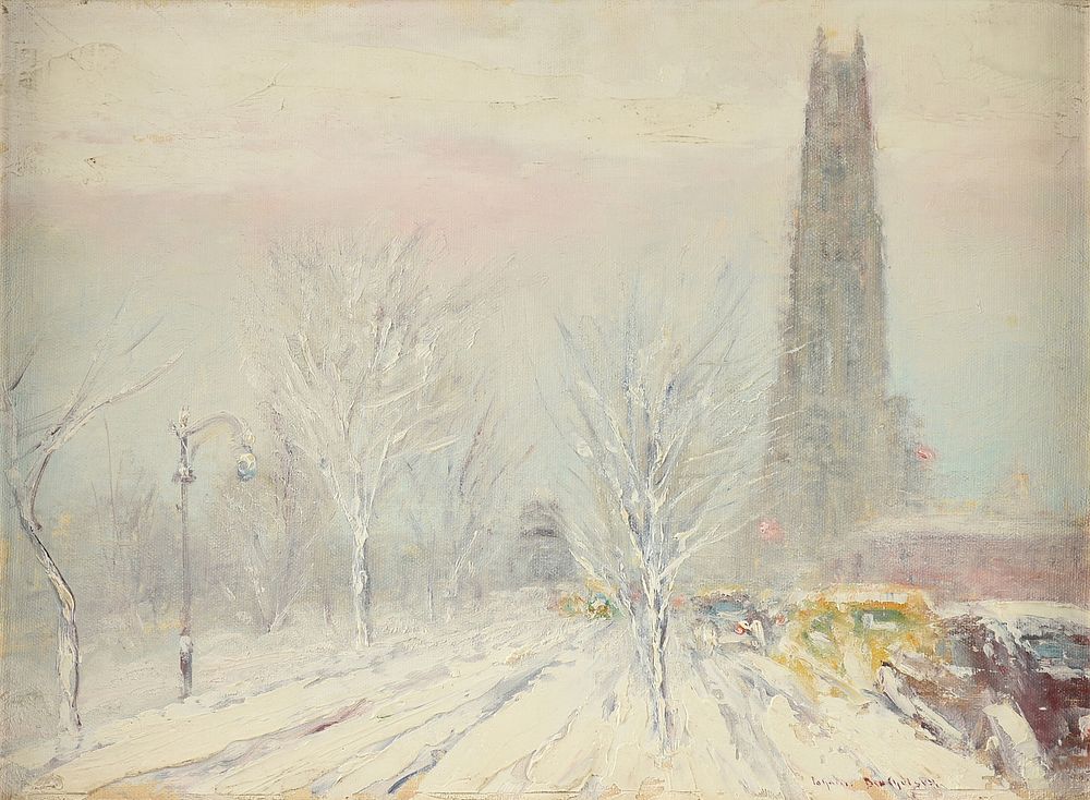 Appraisal: JOHANN BERTHELSEN Danish American - A PAINTING Riverside Church Looking