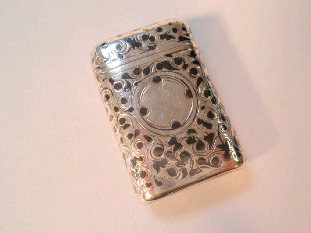 Appraisal: A Russian Niello silver vesta case engraved with scrolls around