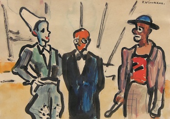 Appraisal: Fritz Winkler German - Three figures Watercolor on paper signed