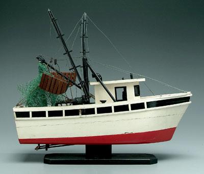 Appraisal: Fishing trawler display model wooden hull and deck with cloth