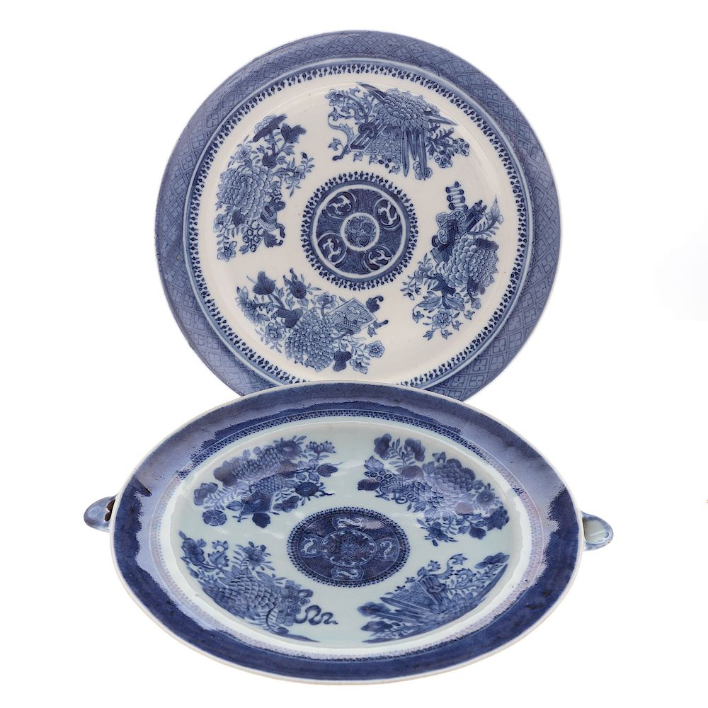 Appraisal: Two Chinese Export Blue Fitzhugh Table Articles circa hot water