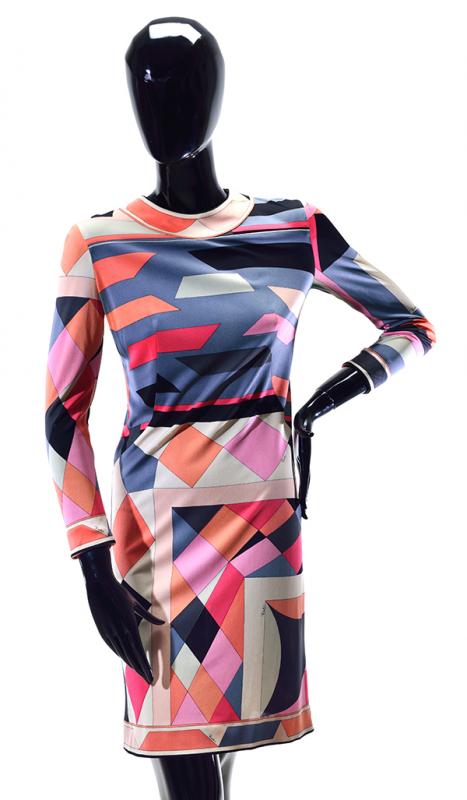 Appraisal: A 'S PUCCI MINI DRESS Silk jersey long sleeved geometric