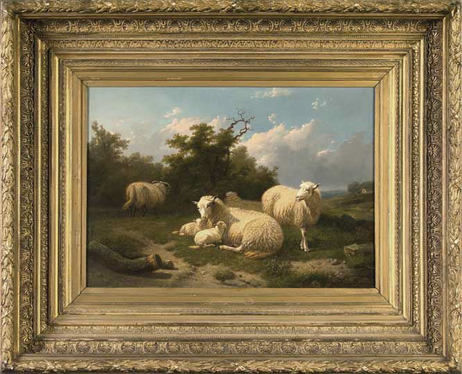 Appraisal: Manner of Eugene Verboeckhoven Belgian - Resting Sheep oil on