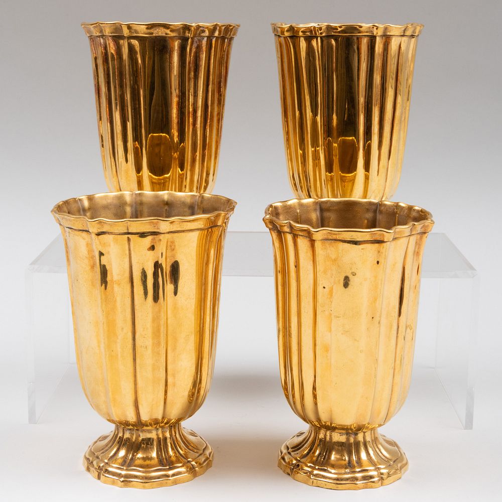 Appraisal: Set of Four French Gilt-Metal Vases x in diam Condition