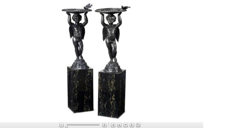 Appraisal: Pair of Continental cast lead garden torcheres on marble stands