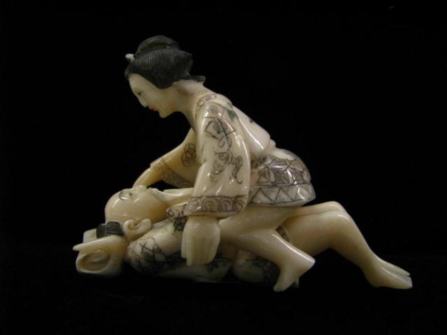 Appraisal: Vintage Oriental carved ivory erotic figures