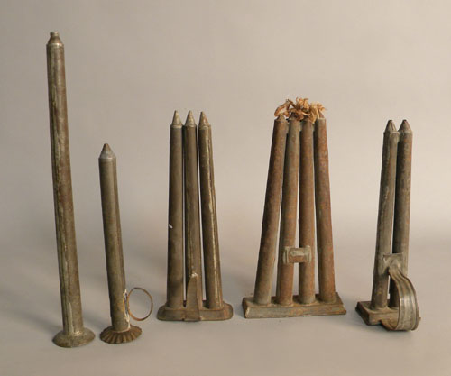 Appraisal: Five tin candlemolds th c tallest is h