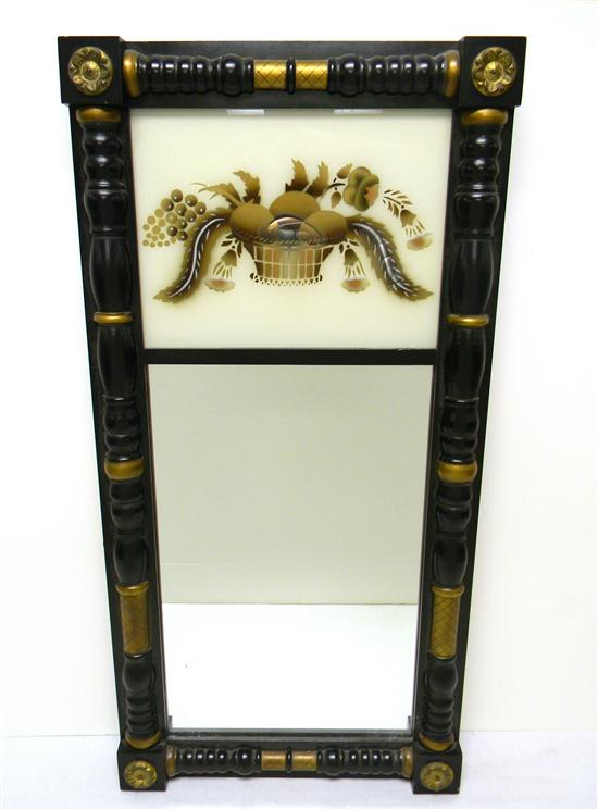 Appraisal: Hitchcock black and gilt two part eglomise mirror upper panel