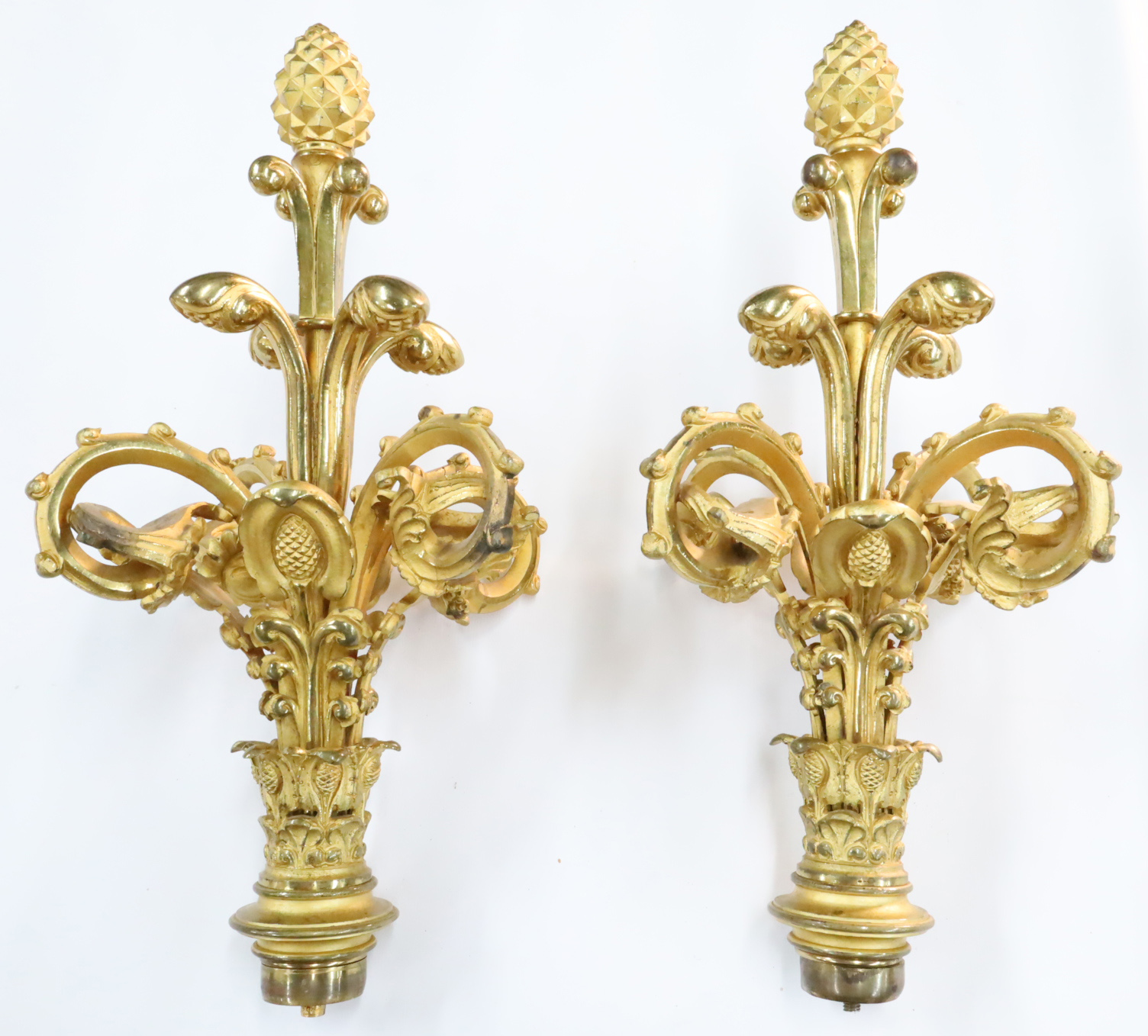 Appraisal: PAIR OF FRENCH GILT BRONZE NEWELL POSTS Pair of French