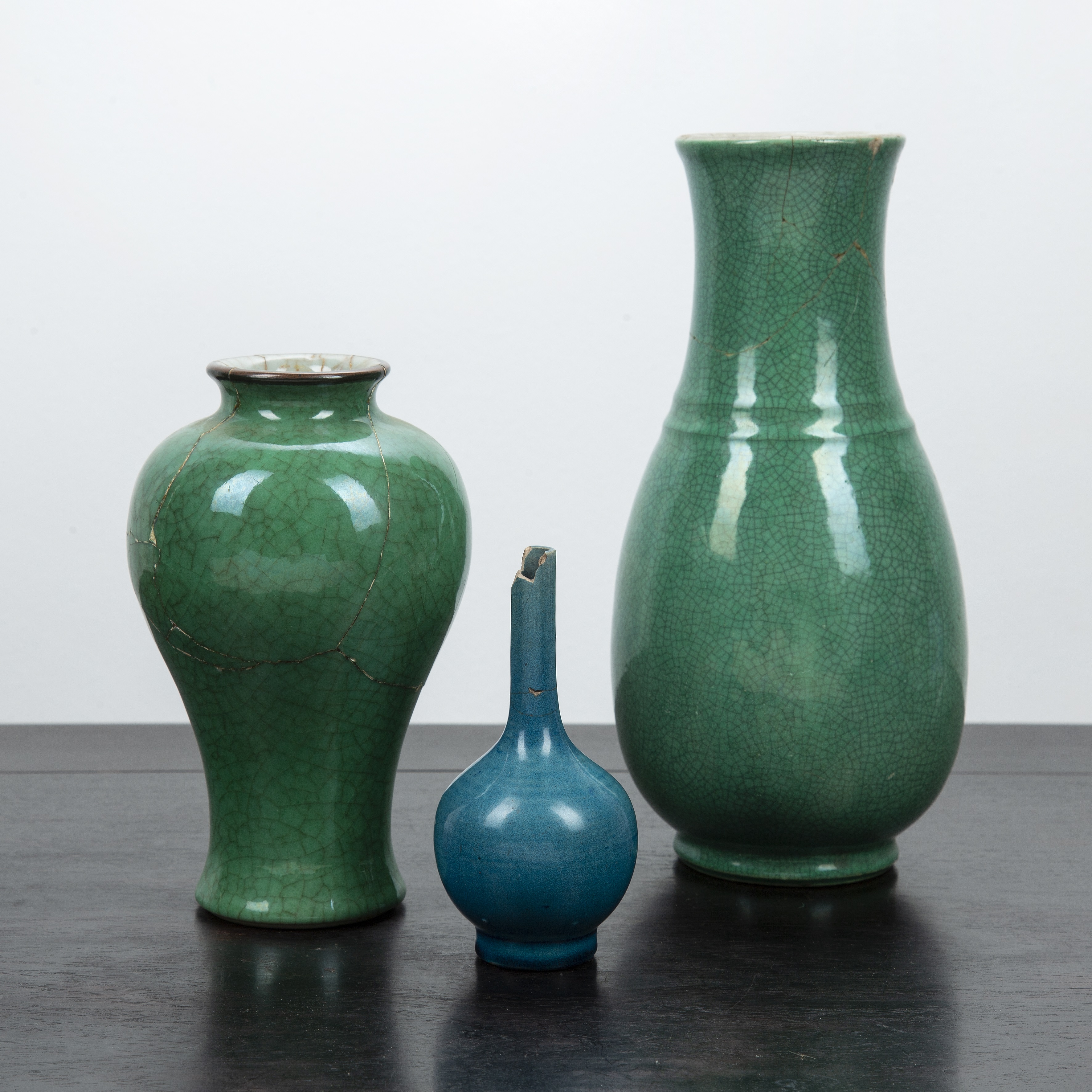 Appraisal: Group of three monochrome vases Chinese th th Century comprising