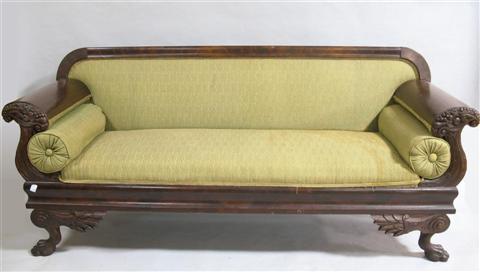 Appraisal: AMERICAN CLASSICAL MAHOGANY SOFA Circa probably Philadelphia the molded box