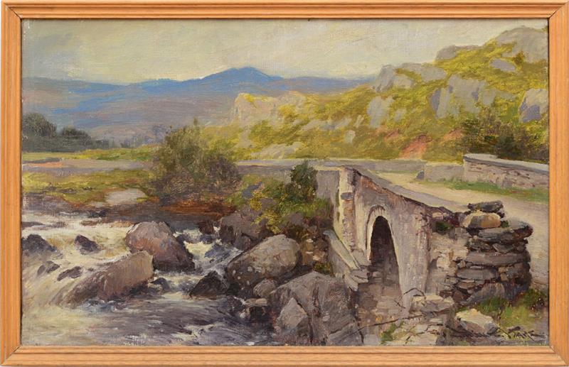 Appraisal: AUGUSTUS WILLIAM HARE - BRIDGE OVER A ROARING STREAM Oil