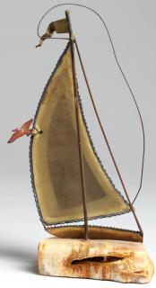 Appraisal: De Mott American th C Depicting a brass sailboat flying