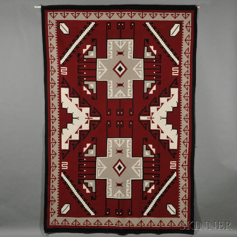 Appraisal: Large Navajo Contemporary Ganado Rug tightly woven with bold crosses