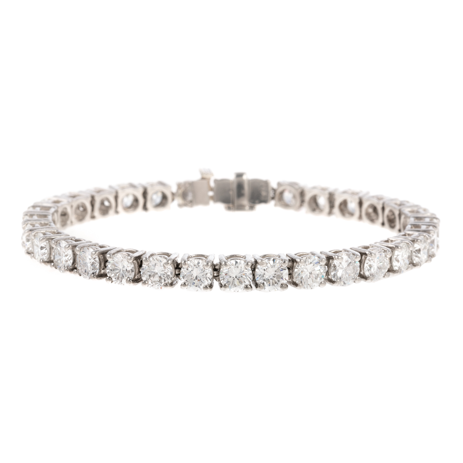 Appraisal: AN IMPRESSIVE CTW DIAMOND TENNIS BRACELET Platinum tennis bracelet featuring