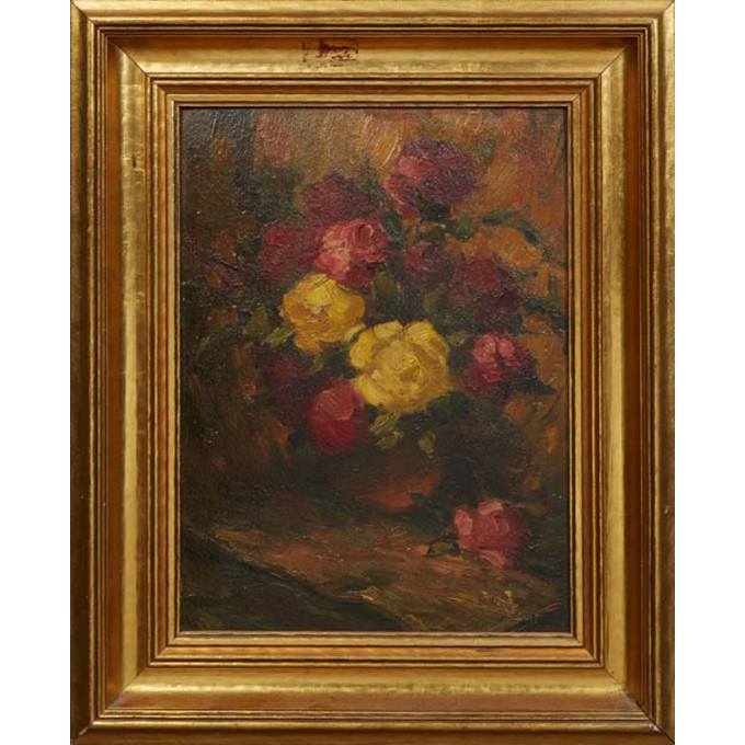 Appraisal: American School Still Life of Flowers c oil on board