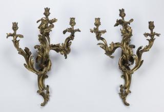 Appraisal: th c L ouis XVI style gilt bronze sconces h