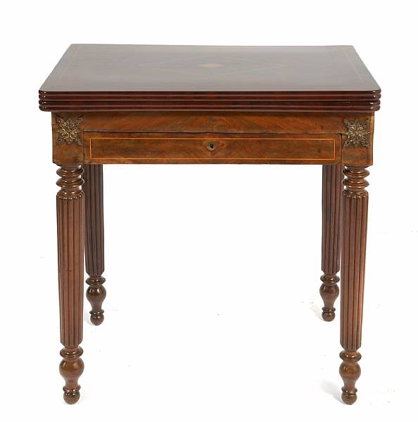 Appraisal: A William IV mahogany fold top games table height in