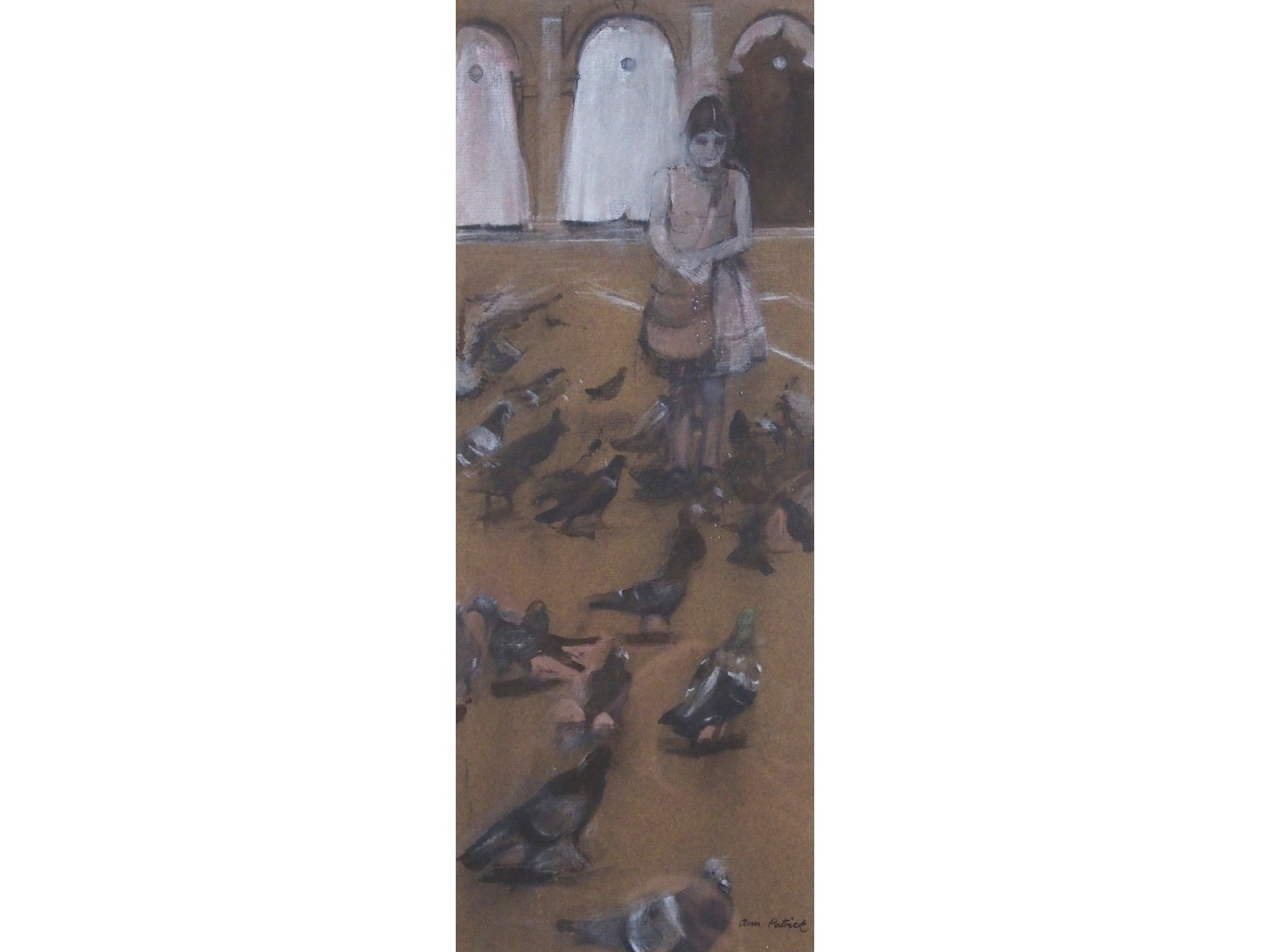 Appraisal: ANN PATRICK Scottish b SUSANNAH AND PIGEONS IN VENICEMixed media