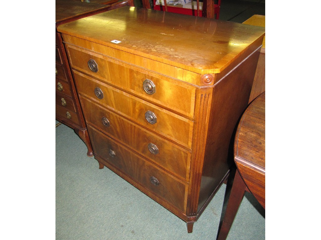 Appraisal: Reproduction mahogany four drawer chest with canted corners