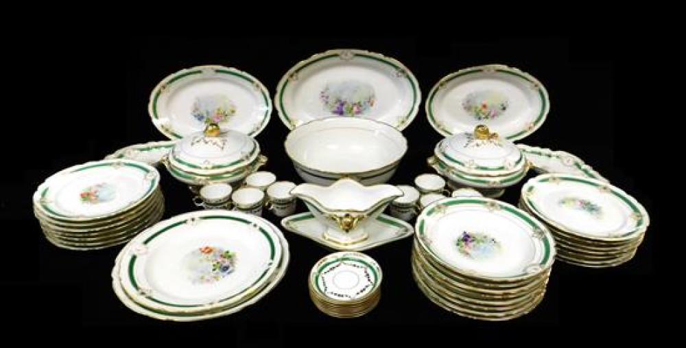 Appraisal: CHINA Partial porcelain dinnerware service decorated with gilt and green